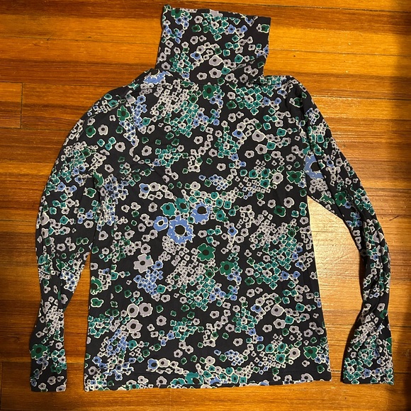 J. Crew Tissue Turtleneck in Navy Floral - Picture 2 of 3